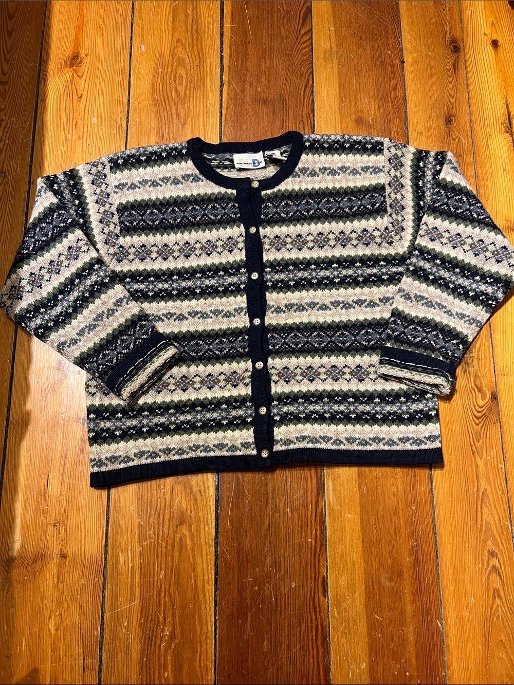 Patterned Wool Cardigan Sweater